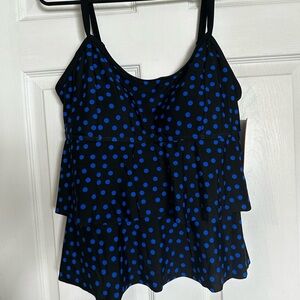 Swimsuits For All Black and Blue Tiered Camisole Top